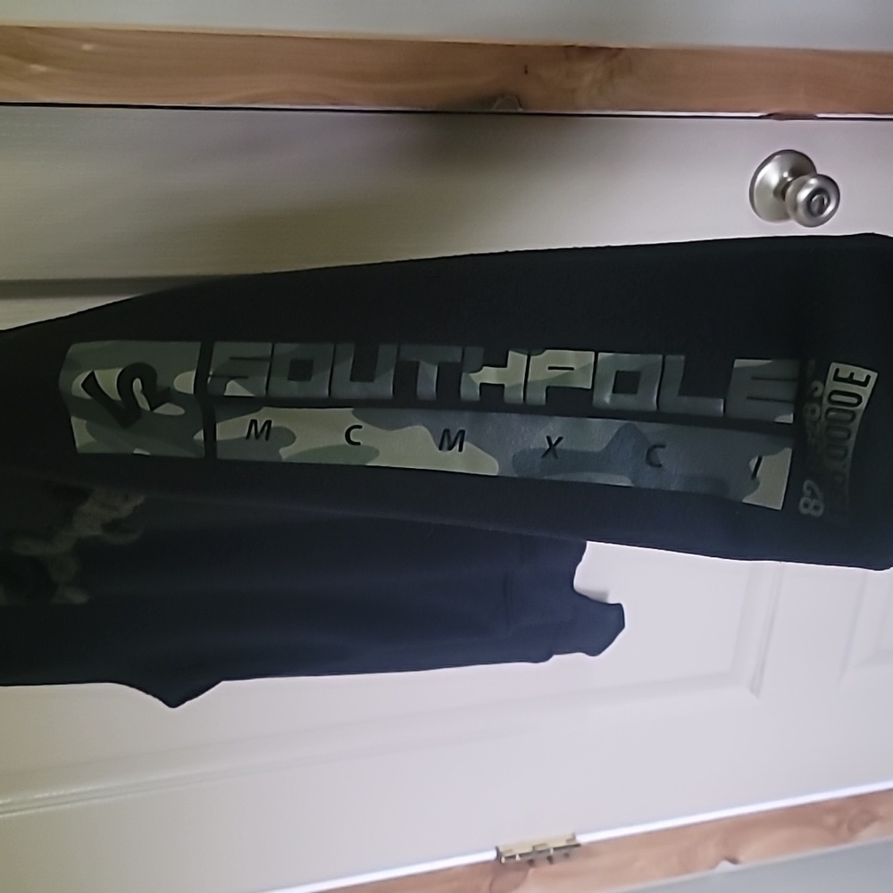 Vintage Y2K South Pole Black Sweater With Camo Font Size Medium